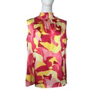 NWT Ming Wang Sleeveless High-Neck Printed Blouse Top Size M –AbstractPrint